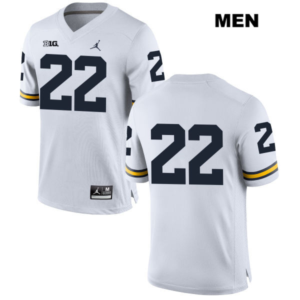 Men's NCAA Michigan Wolverines Karan Higdon #22 No Name White Jordan Brand Authentic Stitched Football College Jersey EY25Y36NX